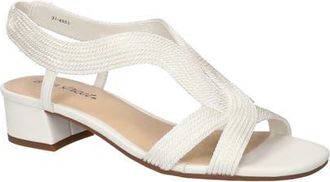 Easy Street Festival Block Heel Slingback Sandal in White Woven at Nordstrom, Size 7.5