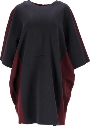 Marni Tunic Dress in Navy Blue and Burgundy Acrylic