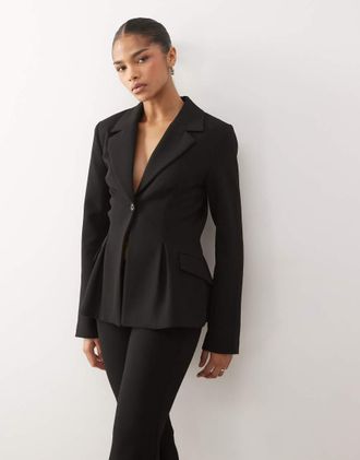 Monki Blazer da abito stretto in vita nero in coordinato