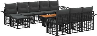 vidaXL Conjunto De Sof&aacute;s De Jard&iacute;n 11 Uds. Negro Y Gris Oscuro Vidaxl