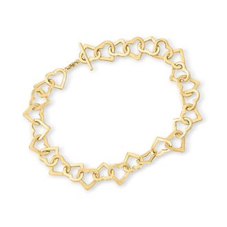 Ross-Simons 14kt Yellow Gold Heart-Link Bracelet