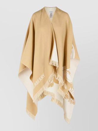 Burberry ekd wool silk cape fringe graphic