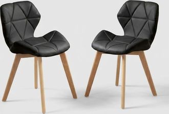 Oresteluchetta Juego De 2 Sillas De Dise&ntilde;o En Madera Y Piel Sint&eacute;tica Para Cocina Spark - Negro