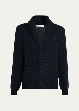 Iris Von Arnim Mens Melange Knit Wool & Cashmere Cardigan