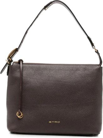 Etro Middelgrote leren schoudertas - Dames - Schoudertassen - Bruin - ONE Size - Leer - Tassen