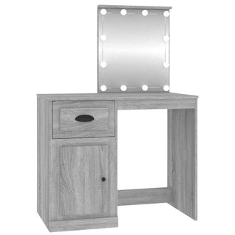 Berkfield Home Dressing Table with LED Grey Sonona 90x50x132.5 cm Engineered Wood