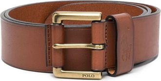 Polo Ralph Lauren embossed-logo leather belt - men - Calf Leather - 32 - Brown