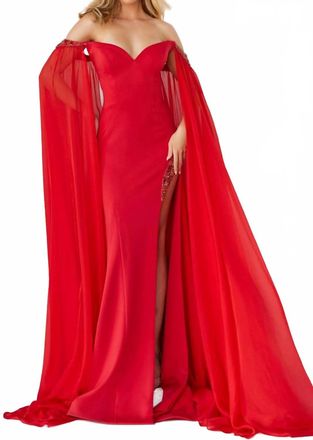 Jovani Off Shoulder Sweetheart Neck Prom Dress In Red