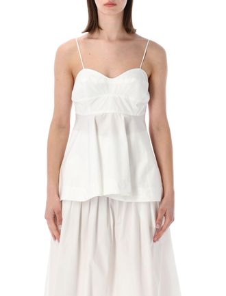 R&oacute;he Structured White Peplum Bustier Top