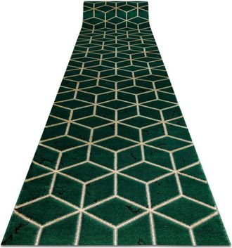 RugsX Rugsx - Alfombra De Pasillo Emerald Exclusivo 1014 Glamour, Elegante Cubo Botella Verde / Oro 80 Cm Green 80x240 Cm