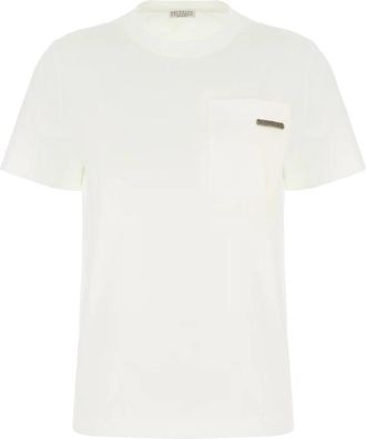 Brunello Cucinelli Casual Katoenen T-Shirt voor Mannen - Dames - T-shirts - Wit - L - Katoen - Tops