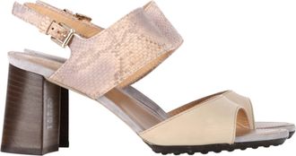 Tod's TodS Pre-owned Womens Snakeskin-Embossed Sandal Heels in Cream Leather - Size EU 37