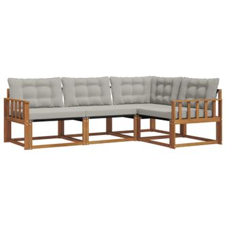 vidaXL Vidaxl Set Di Divani Da Esterno 4 Pz Grigio Naturale E Chiaro