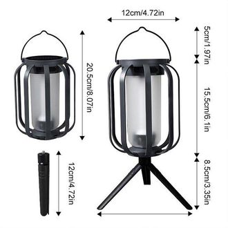 OEM Paquete De 2 Faroles Solares Para Iluminaci&oacute;n Exterior, Faroles Solares Para Iluminaci&oacute;n Exterior, Faroles De Pie, Patios, Terrazas, Color Negro