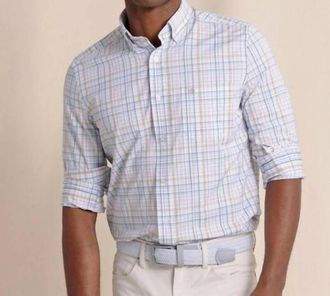 Southern Tide Morris Island Brrr Intercoastal Plaid Long Sleeve Sport Shirt In Parfait Pink