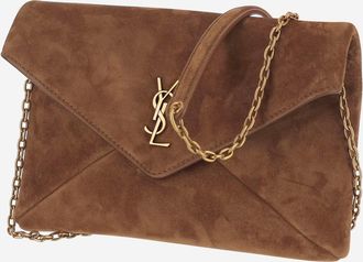 Saint Laurent Womens Shoulder Bag Suede Brown