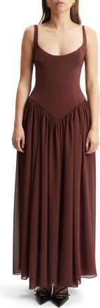 Bardot Briann Corset Bodice Maxi Dress in Chocolate at Nordstrom, Size 12