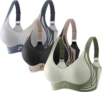 Generic 3-Pack Seamless Sports Bra Wirefree Yoga Bra Super Comfort-Padded Seamless Activewear Bras for Yoga Gym Workout Fitness Leisure Bras for Women Non Wir
