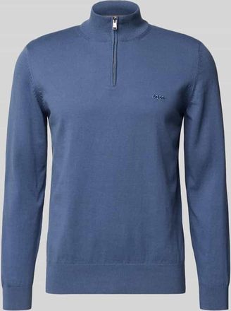 HUGO BOSS Regular Fit Troyer aus reiner Baumwolle Modell PADRO-L in Blau, Größe XXXL