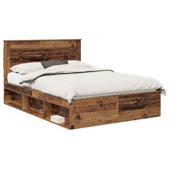 vidaXL Estructura De Cama Con Cabecera Madera Vieja 140 X 190 Cm Vidaxl