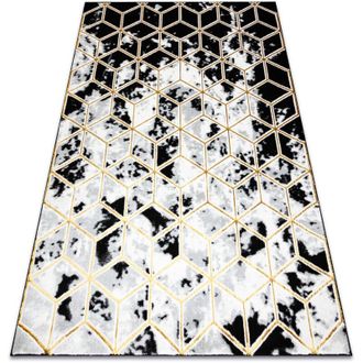 RugsX Rugsx - Alfombra Allure 1966 Cubo 3d - Estructural, Elegante, Glamurosa Negro / Oro Black 80x150 Cm