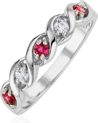 The Diamond Store Ruby 0.20ct And Diamond 9K White Gold Ring