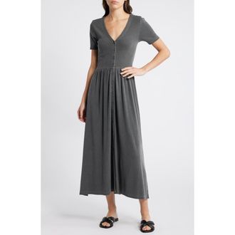 Treasure & Bond Button Front Rib Dress in Grey Pavement at Nordstrom Rack, Size Small