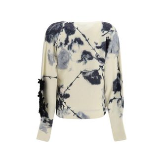 Blumarine Floral Intarsia Cashmere Sweater - Beige