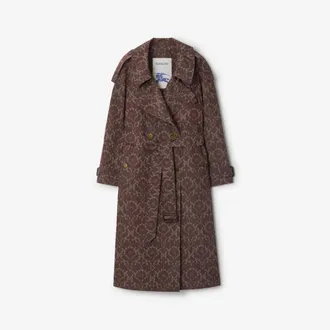 Burberry Long Baroque Viscose Blend Fitzrovia Trench Coat, Size: 02
