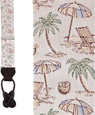 Trafalgar Store Beach Get A Way Silk Novelty Button End Suspenders in Silver at Nordstrom