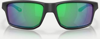 Oakley Gibston - Occhiali da sole rettangolari nero opaco con lenti a specchio verdi