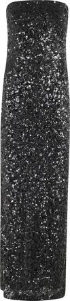 Pinko Pinko, Kleedjes, Dames, Zwart, M, Pailletten, Paillet Split Achter Lange Jurk