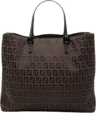 Fendi Pre-owned Canvas Tote - Dames - Vintage Shopper - Bruin - ONE Size - Leer - Vintage