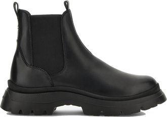 Hogan Black Leather Elastic Side Boots