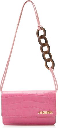 Jacquemus Croc Embossed Leather Le Riviera Shoulder Bag