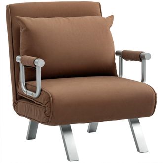 HOMCOM Single Folding 5 Position Convertible Sleeper Chair Bed - Coffee | TJ Hughes Brown