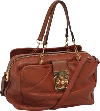 Chlo&eacute; Elsie Satchel Leather Brown Leather Handbag (Pre-Owned)