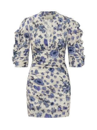 Isabel Marant Blue Floral V Neck Mini Dress