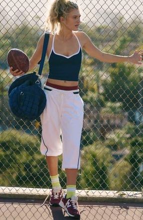 Free People FP Movement Hot Mesh Capri Pants in White at Nordstrom Rack, Size Medium