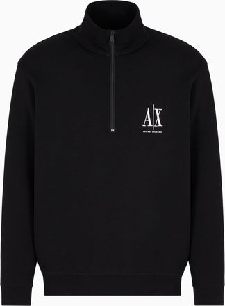A|X Armani Exchange Mens, Icon project, embroidered logo, front zip Sweatshirt, Black, XL