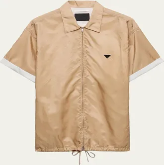 Prada Mens Re-Nylon Full-Zip Short-Sleeve Shirt