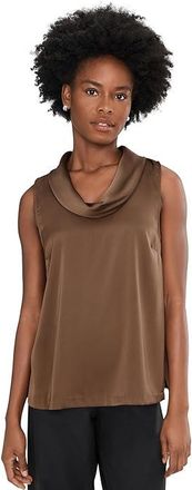 Vince Camuto Cowl Neck Sleeveless Blouse Womens Clothing Cocoa : SM, Polyester