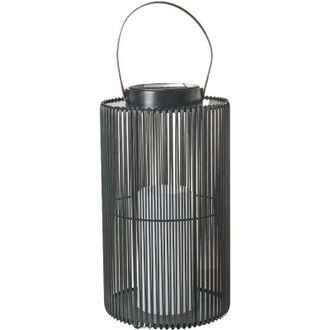 Beliani Solar Lantern Black Synthetic Material LED In & Outdoor Decoration Woven Shade Energy-Efficient Rustic Boho MACHILI