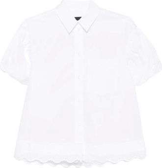 Simone Rocha Scalloped-Hem Puff-Sleeve Shirt - female - Simone Rocha - Shirts - White - 2XS - Blouses & Shirts