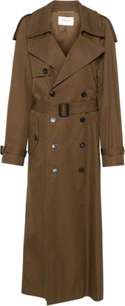 Saint Laurent Trenchcoat met verborgen sluiting - Bruin