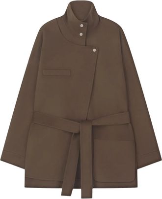 &Aacute;eron Alistair belted funnel-neck coat - women - Wool/Silk - S - Brown