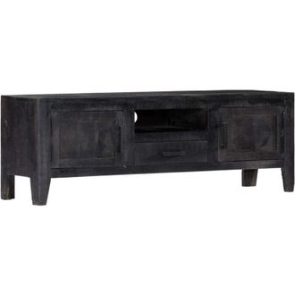 vidaXL Mueble para TV de madera maciza de mango negro 118x30x40 cm vidaXL
