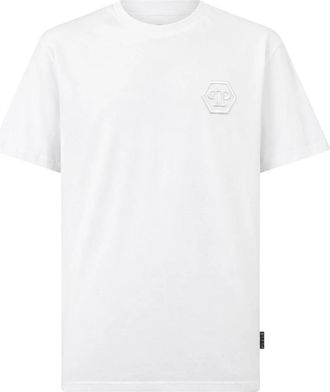 Philipp Plein Round Neck T-Shirt SS Hexagon - Heren - T-shirts - Wit - 4XL - Katoen - Tops
