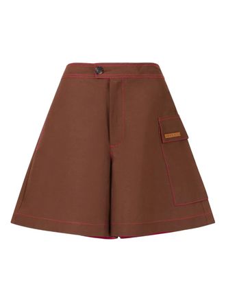 Marni logo-patch shorts - Brown
