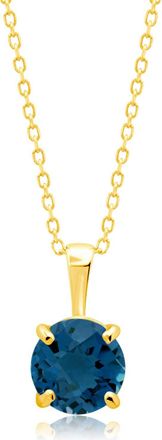 MAX + STONE 14k Yellow or White Gold 6mm Gemstone Round Pendant Necklace with 18 Inch Chain